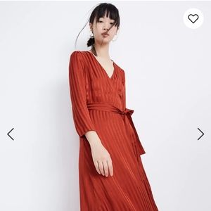 Madewell Satin robe wrap burnt orange dress